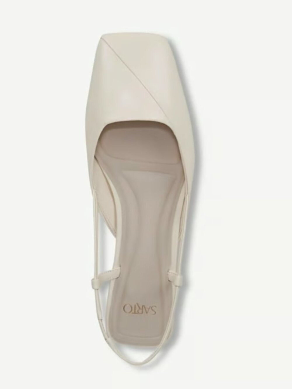 Sarto Telica Slingback Cream White Leather Women's Flats Sizes NEW Square Toe